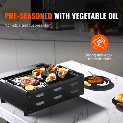 Reversible 10x17 Cast Iron Grill Griddle for BBQ, Gas Stove & Camping