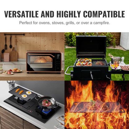 Reversible 10x17 Cast Iron Grill Griddle for BBQ, Gas Stove & Camping